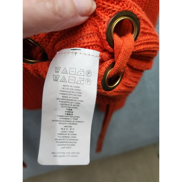 Michael Kors Womens Orange Knit Sweater With Lace-Up Sides Size M 69% Cotton 31% - Picture 3 of 5